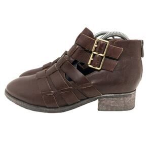 Antelope Brown Leather Double Buckle Ankle Bootie Women’s Size EU 37 US 7